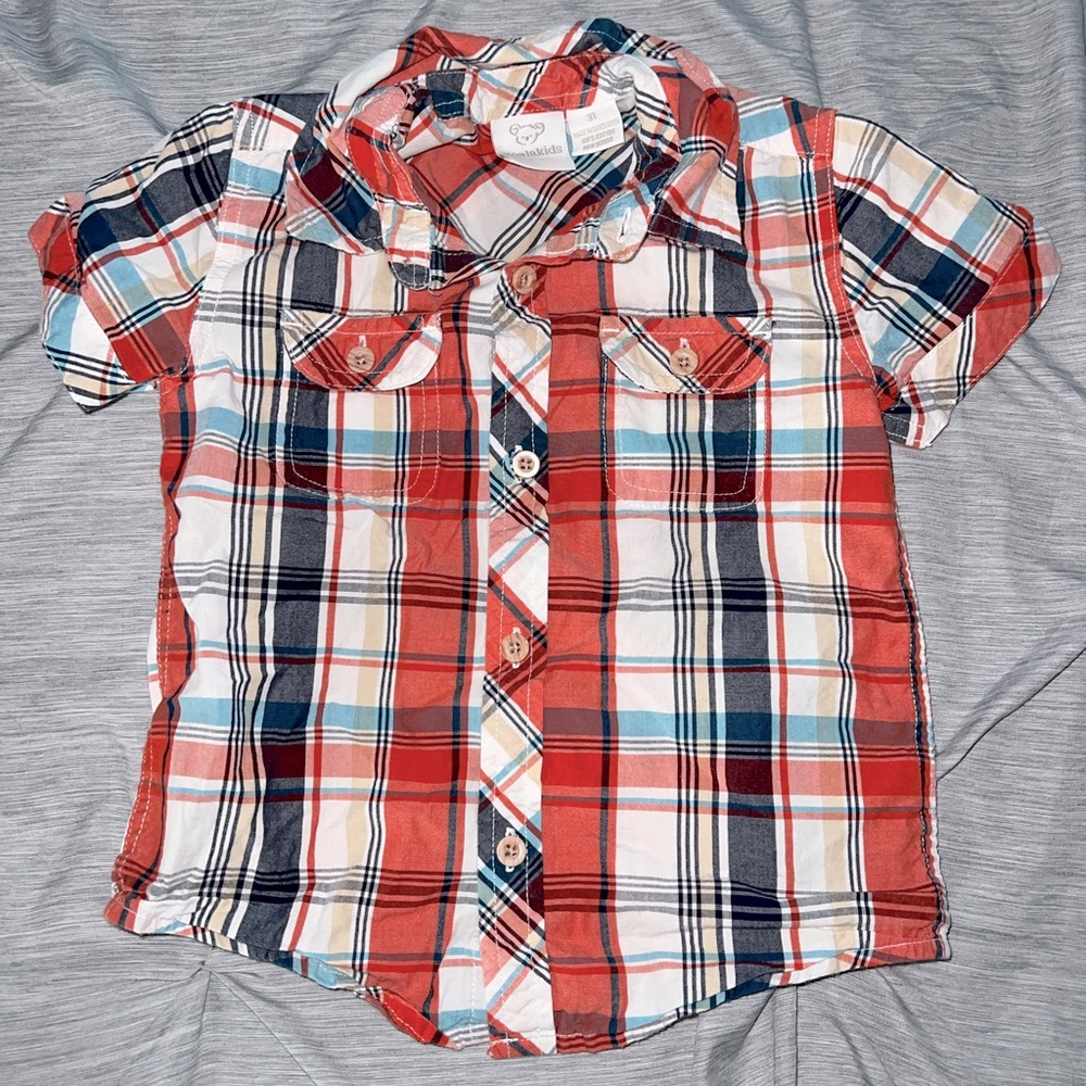 3T Short Sleeve Plaid Button up koala kids Toddler Boys shirt